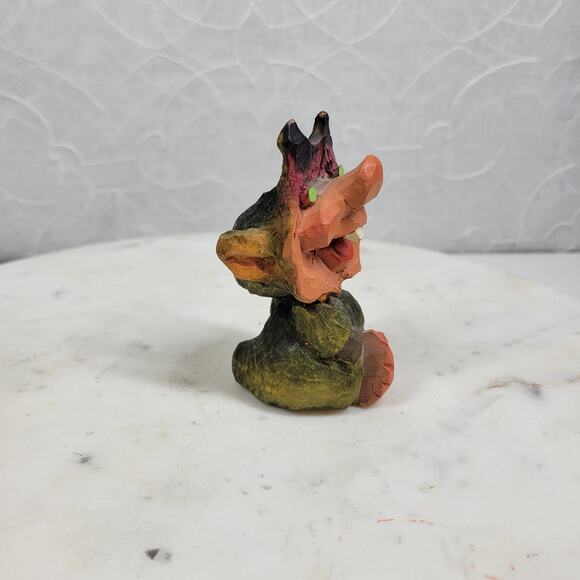 Vtg Henning Norway Hand Carved Troll Figurine Wood Folk Art Scandinavian 3.5” - Picture 7 of 14